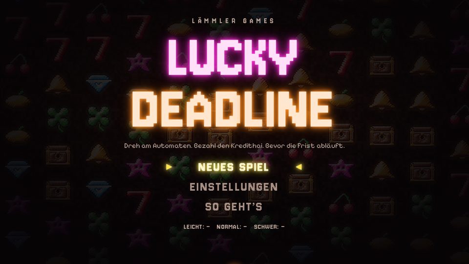 Lucky Deadline: Titelbild mit Menü