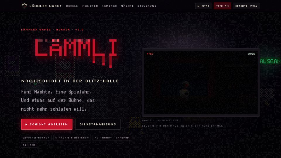 Lämmler Nacht: dunkle Seite mit rotem Logo LÄMMLI